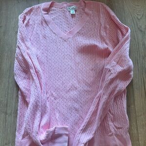Lilly Pulitzer Pink V-Neck Sweater Textured Knit